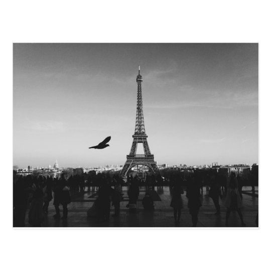 Cartao Postal Torre Eiffel Romantica De Paris Preto E Branco Zazzle Com Br