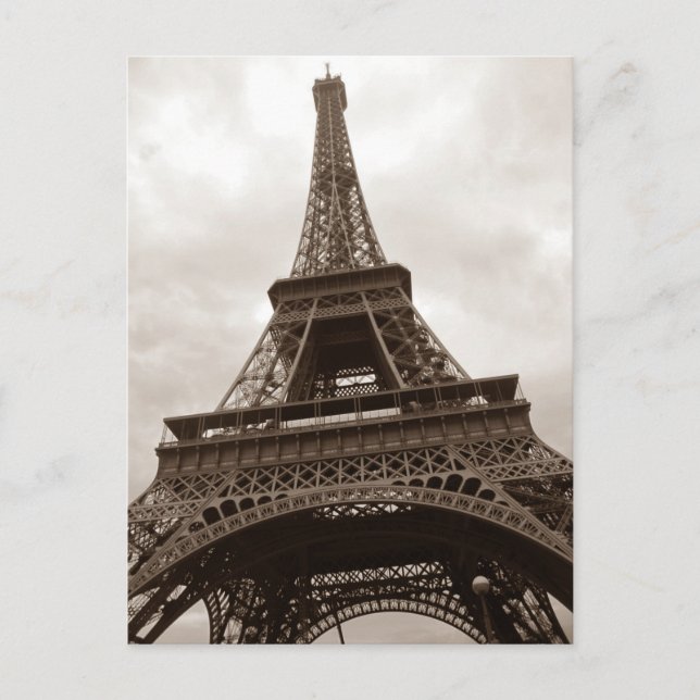 Cartão Postal Torre Eiffel Romantismo Sepia Paris França (Frente)