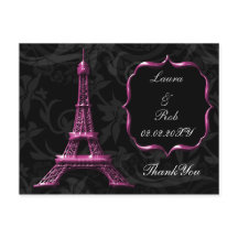 Torre Eiffel rosa Francês Obrigado