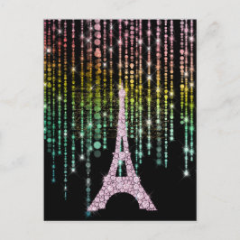 Cartão Postal Torre Eiffel, Rosa Rhinestones