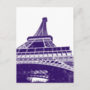 Cartão Postal Torre Eiffel Roxa