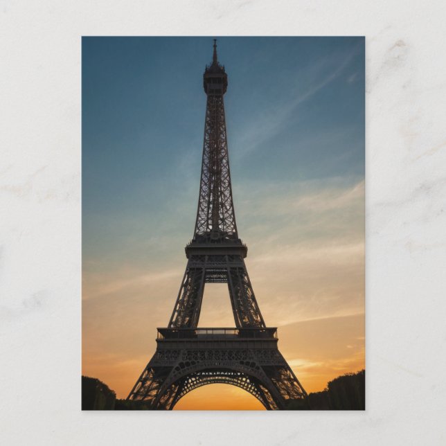 Cartão Postal Torre Eiffel Sunset Moderna Paris Francesa (Frente)