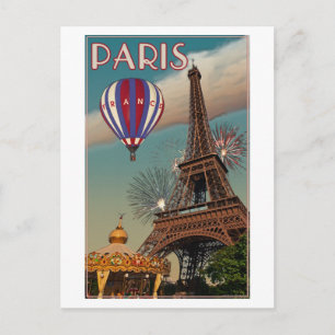 Cartão Postal Torre Eiffel Vintage