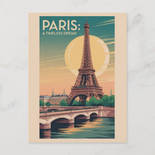 Cartão Postal Torre Eiffel Vintage Paris França Seine Viagem