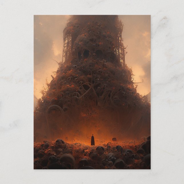 Cartão Postal Torre Feita De Bones Dark Fantasy Art (Frente)