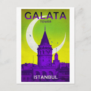 Cartão Postal Torre Galata, Istambul, Turquia, colheita, viagem