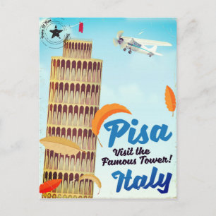 Cartão Postal Torre Inclinada de Pisa Impressão de férias vintag