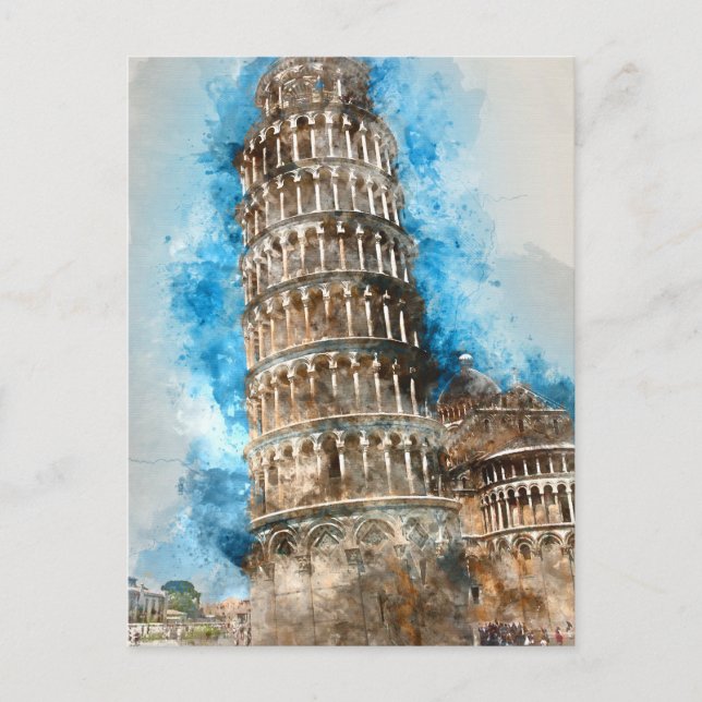 Cartão Postal Torre inclinada de Pisa na Itália (Frente)