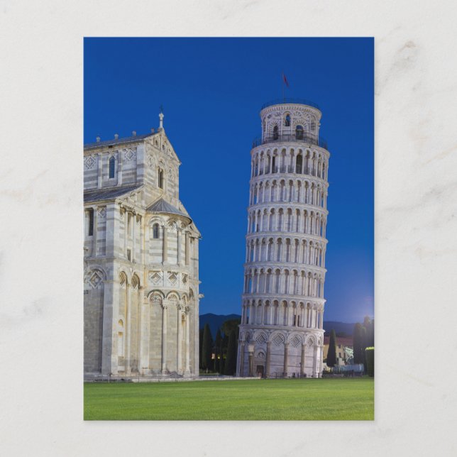 Cartão Postal Torre inclinada de Pisa na noite (Frente)