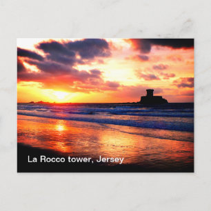 Cartão Postal Torre La Rocco ao pôr do sol, Jersey