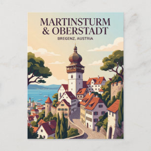 Cartão Postal Torre Martinsturm e Cidade Alta Áustria