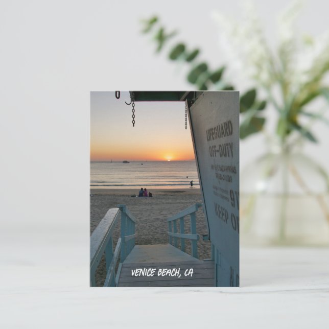 Cartão Postal Torre salva-vidas em Sunset - Venice Beach, CA (Em pé/Frente)