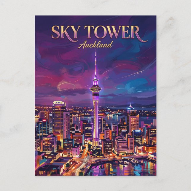 Cartão Postal Torre Sky Nova Zelândia (Frente)