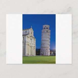 Cartão Postal Torre tenente de Pisa à noite