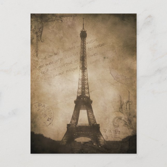 Cartão Postal torre vintage eiffel (Frente)