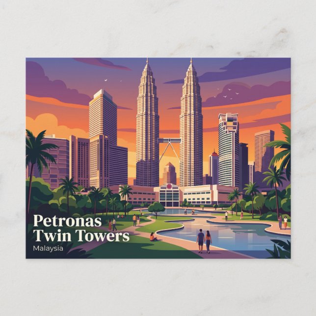 Cartão Postal Torres Gêmeas Petronas Malásia (Frente)