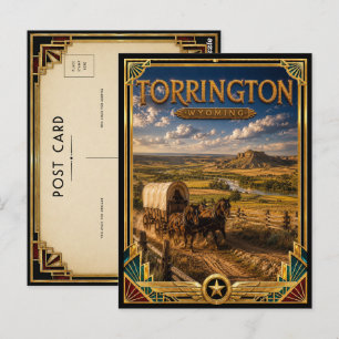 Cartão Postal Torrington Wyoming Arte Deco Vintage Idade Dourada