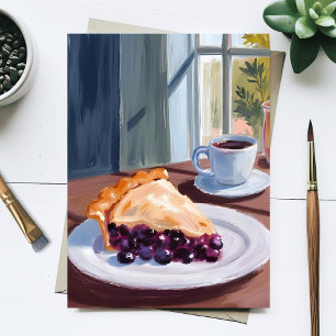 Cartão Postal Torta de Mirtilo Pintura em Aquarela