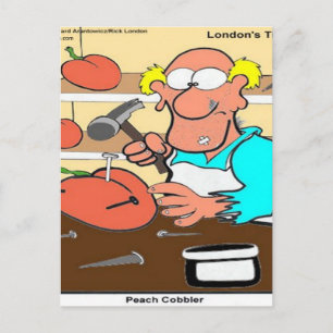 Cartão Postal Torta de Pêssego Engraçada Cartoon LTC