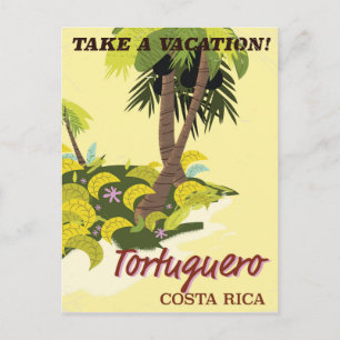 Cartão Postal Tortuguero, poster de viagens vintage da Costa Ric