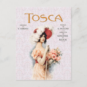 Cartão Postal Tosca Ópera Vintage - Design de Cartaz de Ópera de