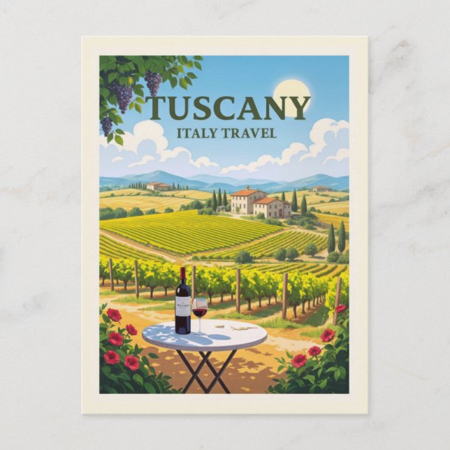 Cartão Postal Toscana Antiga Itália Vinícola Vila Vinho (Frente)