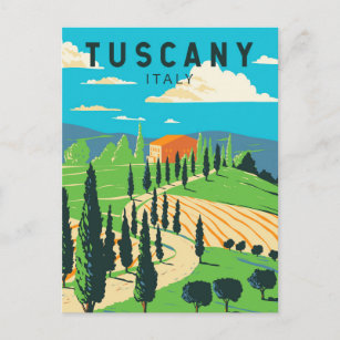 Cartão Postal Toscana Itália Vineyard Viagem Art Vintage