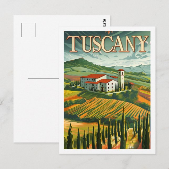 Cartão Postal Toscana Itália Vintage Familiar Viagem (Frente/Verso)