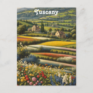 Cartão Postal Toscânia Itália Villa Italiana Retro Floral Viagem