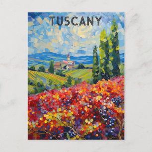 Cartão Postal Toscânia Itália Vinha Italiana Textuturada Aquarel