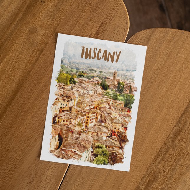 Cartão Postal Toscânia Itália Watercolor View (tuscany italy watercolor view postcard)