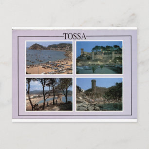 Cartão Postal Tossa de Mar Vintage Praia e Castelo Multiview