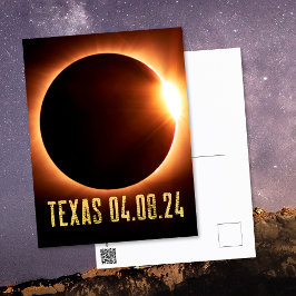 Cartão Postal Total Eclipse Texas 2024 Totality Eclipse Solar