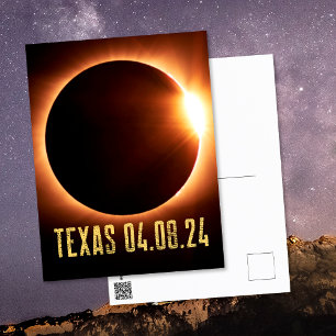 Cartão Postal Total Eclipse Texas 2024 Totality Eclipse Solar