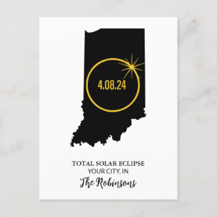Cartão Postal Total Solar Eclipse 2024 Custom Name, City Indiana