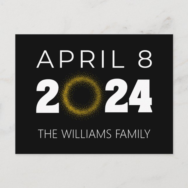 Cartão Postal Total Solar Eclipse EUA 8 de abril de 2024 (Frente)