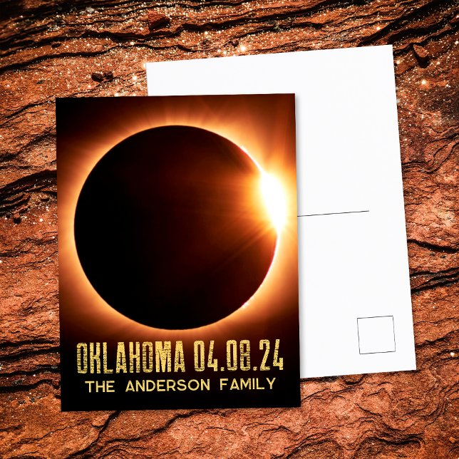 Cartão Postal Total Solar Eclipse Oklahoma 2024 Personalizado (Front/Back)
