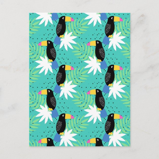 Cartão Postal Toucans On Teal (Frente)