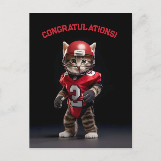 Cartão Postal Touchdown Kitten (Frente)