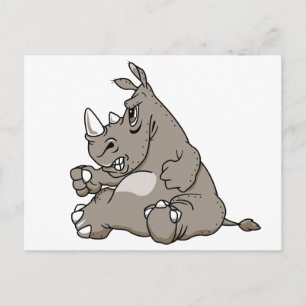 Cartão Postal Tough Cartoon Rhino