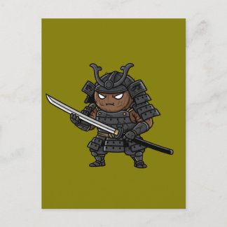 Cartão Postal Tough Coconut Samurai Guardian Katana Illustration