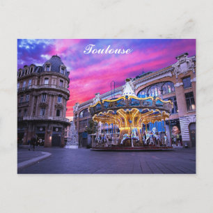 Cartão Postal Toulouse França Cidade Francesa Carousel Sunset Vi