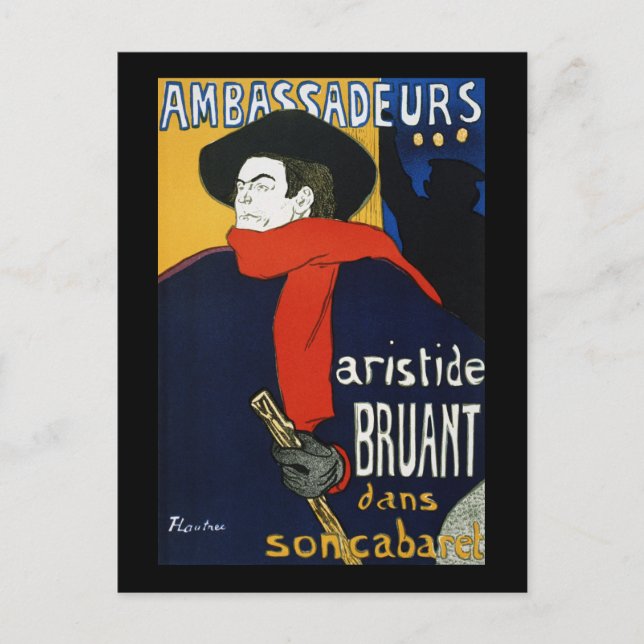 Cartão Postal Toulouse-Lautrec Embaixadores Aristide Bruant (Frente)