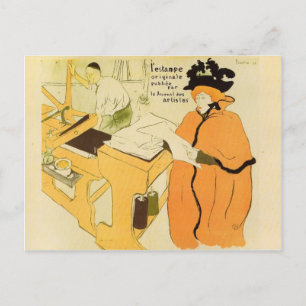 Cartão Postal Toulouse-Lautrec - Jane Avril checando um impress