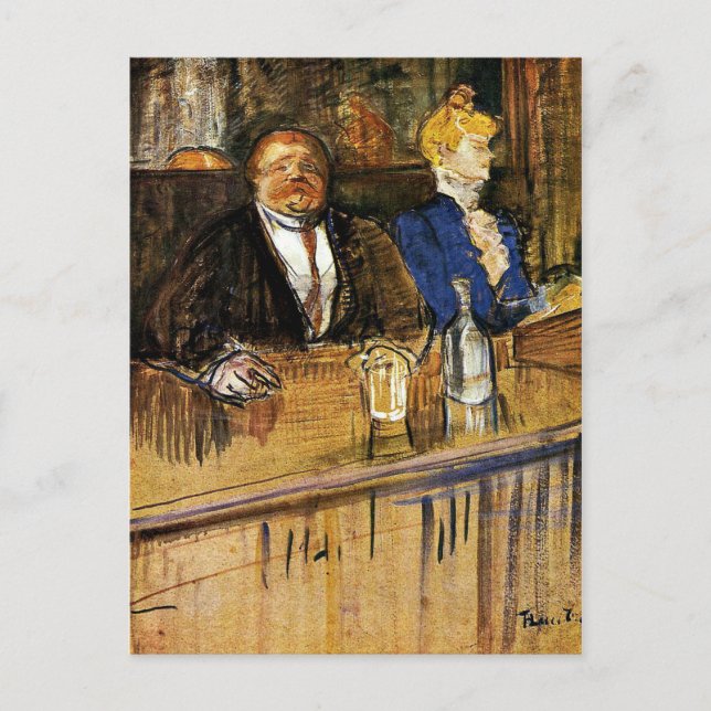Cartão Postal Toulouse-Lautrec - No café, o cliente (Frente)