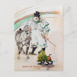 Cartão Postal Toulouse-Lautrec, Palhaço de Circo com Cavalo e Ma