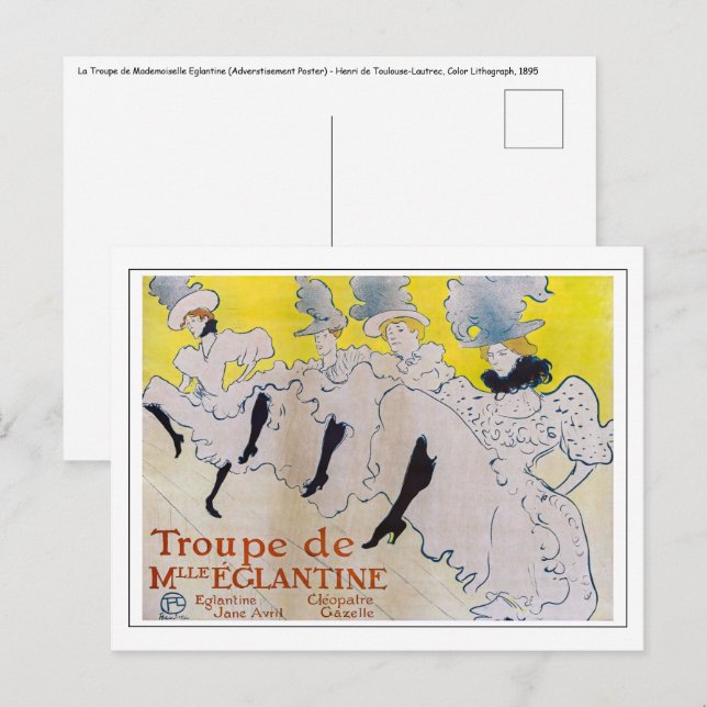 Cartão Postal Toulouse-Lautrec - Troupe de Mlle Eglantine (Frente/Verso)