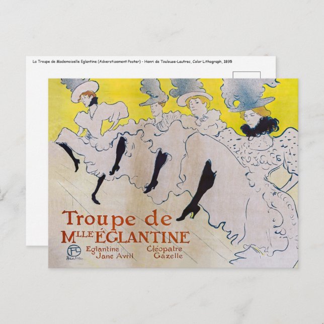 Cartão Postal Toulouse-Lautrec - Troupe de Mlle Eglantine (Frente/Verso)