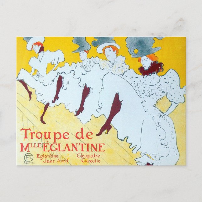 Cartão Postal Toulouse Lautrec Yellow Dancing Girl Poster (Frente)