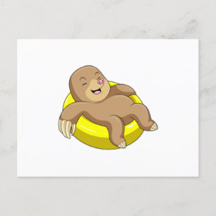 Cartão Postal Toupeira nadando com bóia salva-vidas